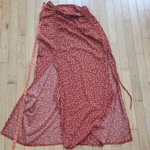 SHEIN Burgundy Floral Maxi Skirt